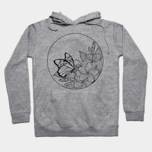 Monogram with butterfly and plumeria Hoodie